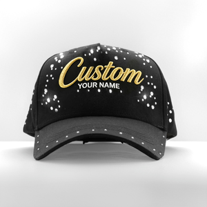 Custom Embroidery Logo Rhinestone Decoration Curved Crown Original Flashing Hats Embroidered Sports Black 5 Panel <strong>Baseball</strong> <strong>Caps</strong> - Product Image 1