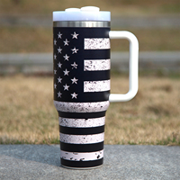 4 colores Día DE LA Independencia Estrellas y rayas 40oz Tumbler Bluing Stars and Stripes Print Handled Thermos Mugs