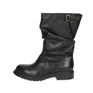 Bottes mi-mollet pour femme Manas, noires, 8901, en cuir, fermeture à boucle - Product Image 1