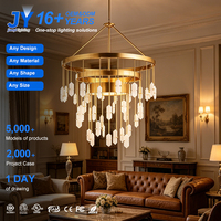 Lustre suspendu en marbre de style américain, de forme circulaire, en coquille d'albâtre, en cuivre et en acier inoxydable, luminaire suspendu LED