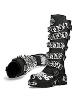 Bottes de moto en métal Cyberpunk 2026, nouvelle mode, noires, semelle épaisse, rondes, décontractées, bottes de chevalier, street rock, talon épais