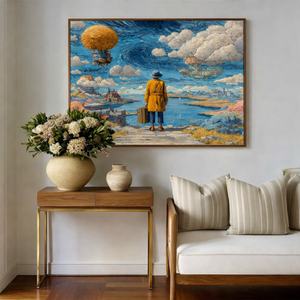 Peinture murale artisanale sur toile texturée, art réaliste Voyager Horizon, décoration intérieure pour la maison. - Product Image 5