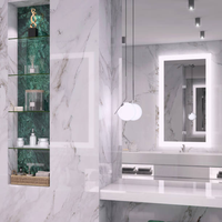Lampes LED miroir en acier poli ultra-minces 5 mm pour salle de bain, interrupteur tactile, 3 températures de couleur réglables, anti-buée, CRI élevé, IP65, montage mural