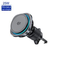 Cargador Inalámbrico para Auto de 25W, Personalizado de Fábrica, con Base Magnética de ABS+Silicona y Enfriamiento, Tipo-C, para Teléfono Móvil