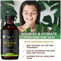 Huile de Moringa Pure à Marque Blanche, Pressée à Froid, Hydratant Naturel, Huile Essentielle de Graines de Moringa pour Soin Peau et Cheveux