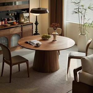 Mesa de comedor de madera maciza de estilo moderno <span class=keywords><strong>Lazy</strong></span> <span class=keywords><strong>Susan</strong></span> Base cónica Diseño convertible Exquisito chino esencial para comedor - Product Image 1