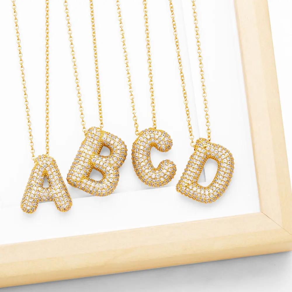 ASJEWELRY Chunky Clear Crystal Alphabet Name Halsketten 26 Buchstaben Ballon Initial Halsketten für Frauen nkeb798