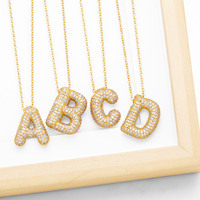ASJEWELRY Chunky 26 Letras Nombre Personalizado Collares 18K Chapado en Oro Burbuja Inicial Collar para Mujer 2408 nkeb798