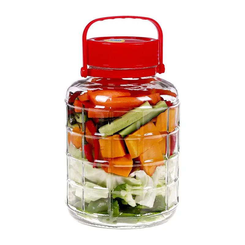 Brocca di fermentazione grande in vetro da 1 gallone con manico e coperchio bottiglia d'acqua con coperchio a tenuta per succo di latte acqua