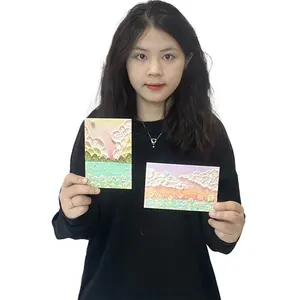 2024 vente en gros de haute qualité créative carte postale personnalisée merci carte impression paysage floral papier carte pour Souvenir