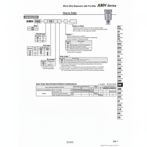 SMC Pneumatics Micro séparateur de brouillard AMH550C-06D filtre à air produit - Product Image 1