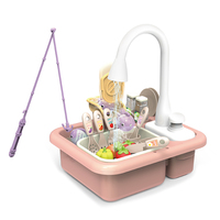 Nouvel ensemble de jouets éducatifs pour enfants : évier de cuisine de simulation avec fonction lave-vaisselle et jeu de pêche, pour jeu d'imitation et bain aquatique