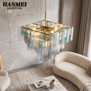 French Murano Glass <b>LED</b> Chandelier Adjustable Height-Warm White <b>Light</b> <b>for</b> Villa Bedroom Living <b>Room</b>-Retro Luxurious Lighting HM- - Product Image 5