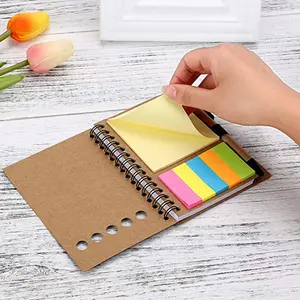 Cá nhân ghi nhớ dính ghi chú Cờ Giấy Kraft máy tính xách tay nhỏ nhỏ máy tính xách tay tùy chỉnh notepad với bút và ghi chú dán