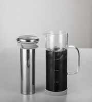 Service à thé moderne en verre borosilicate transparent 1800 ml, écologique, avec infuseur en acier inoxydable pour café et thé, idéal pour infusion à froid.