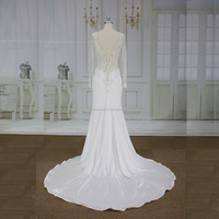 Robe de mariée sirène avec dentelle à manches longues et dos bas, nouvelle collection