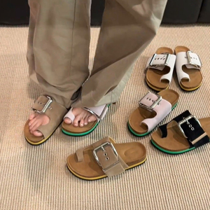 Sandales <span class=keywords><strong>Birkenstock</strong></span> à plateforme pour femmes, avec boucle métallique grande taille, en faux daim, décontractées, pour l'extérieur - Product Image 1