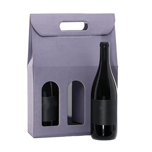 Custom Made Eco-Friendly Corrugated Cardboard <b>Red</b> Wine <b>Gift</b> <b>Box</b> with Handle Portable Packaging Featuring Embossing - Product Image 1