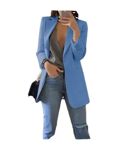 2021 Nieuwe Stijl Groothandel Vrouwelijke Blazers Plus Size Lange Mouwen Casual Vrouwen Office Suit Jacket Candy Kleur Vrouwen Blazer