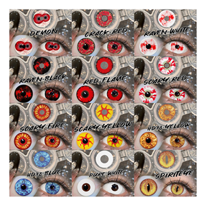 Lentilles <span class=keywords><strong>de</strong></span> <span class=keywords><strong>contact</strong></span> souples au design original pour <span class=keywords><strong>Halloween</strong></span>, effet Sharingan, avec 38% <span class=keywords><strong>d</strong></span>'hydratation - Deux pièces - Product Image 1