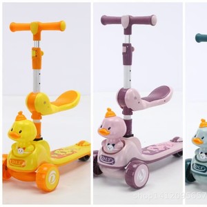 Childrens Scooter With Seat Height Adjustable Three In One Ride On For Kids 2 8 Years Old Blue Green Pink - Product Image 5