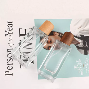 Offre Spéciale forme rectangulaire vide en verre clair rechargeable 30ml 50ml 100ml <span class=keywords><strong>bouchon</strong></span> de <span class=keywords><strong>bouteille</strong></span> de parfum en bois - Product Image 3