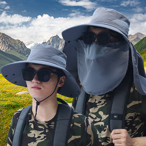 Chapeau de pêcheur d'été pour hommes, avec protection du visage et du cou, respirant, protection solaire pour la randonnée, la pêche, le cyclisme - Product Image 1