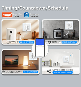 Prise murale intelligente WiFi, contrôle par application Tuya, 20A, verre trempé, 2 broches, avec mesure de la consommation d'énergie, télécommande, compatible <span class=keywords><strong>Smart</strong></span> Life Alexa - Product Image 2