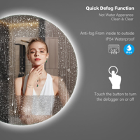 Bathnologie Grand miroir décoratif sans cadre rétro-éclairé à LED pour salle de bain Design moderne en forme de demi-lune