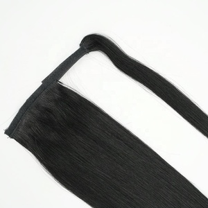 Extensiones de Cabello Natural Virgen Remy Brasileño Negro, Cola de Caballo Larga, Sedosa, Lisa y Ondulada, Envolvente, de Cabello Humano - Product Image 2