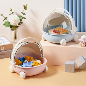 Creative Cradle Desktop <b>Storage</b> <b>Box</b> Round Portable Flip Top Kids Toy Organizer Creamy Pink <b>Blue</b> - Product Image 2