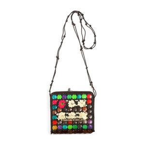 Borsa a tracolla in guscio di cocco 18x16,5x5 cm Borsa a tracolla da donna con design colorato con perline - Product Image 1