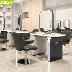 Jueshi tóc <span class=keywords><strong>Salon</strong></span> make up trạm gương đôi bên <span class=keywords><strong>Salon</strong></span> gương với LED ánh sáng bàn trang điểm với Led Gương cho <span class=keywords><strong>salon</strong></span> tóc - Product Image 1