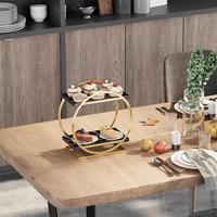 Étagère de Comptoir à 2 Niveaux en Acier Carbone pour Maquillage et Accessoires – Présentoir Organisateur Rond
