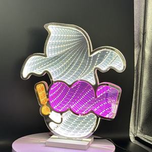 Custom Art Deco Handmade Halloween Pumpkin Infinity Mirror Acrylic <b>Desktop</b> Decoration with LED Light - Product Image 2