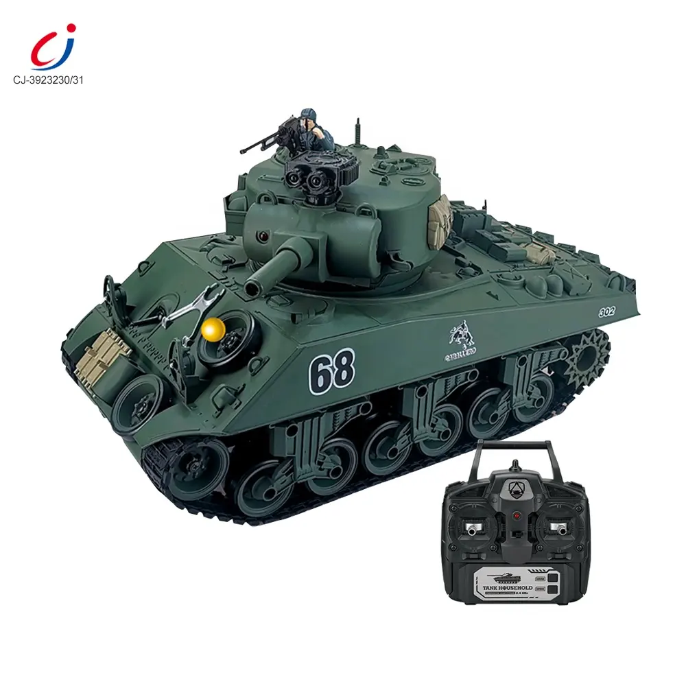 Chengji kids 2.4ghz 16ch 1/18 vehicle water bomb shooting army car remote control M4A3 military tank rc toy for adults