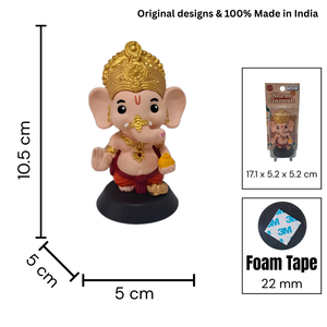 Idole de Ganesha Peinte à la Main, Finition Naturelle, Objet Décoratif Spirituel pour la Maison, le Temple, le Bureau, le Tableau de Bord de Voiture et Cadeau - Product Image 3