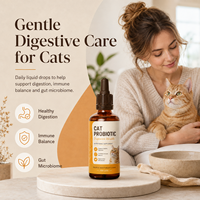 Gouttes Probiotiques pour Chats : Soutien Digestif, Confort Abdominal & Santé Immunitaire – Supplément Liquide Saveur Fruitée