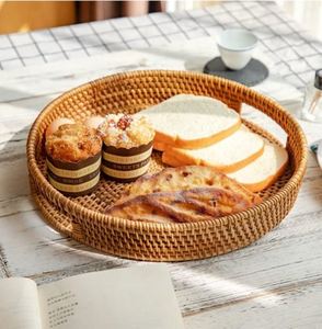 Rattan Serving <b>Tray</b> <b>Storage</b> Natural Wicker <b>Trays</b> Plate Rectangle Breakfast Tableware Spice Beverage Eco-Friendly Multifunction - Product Image 4