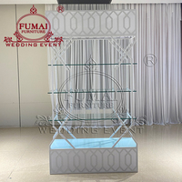 Étagère de présentation de mariage moderne multi-usage en métal avec dessus en verre pour bar d'occasion