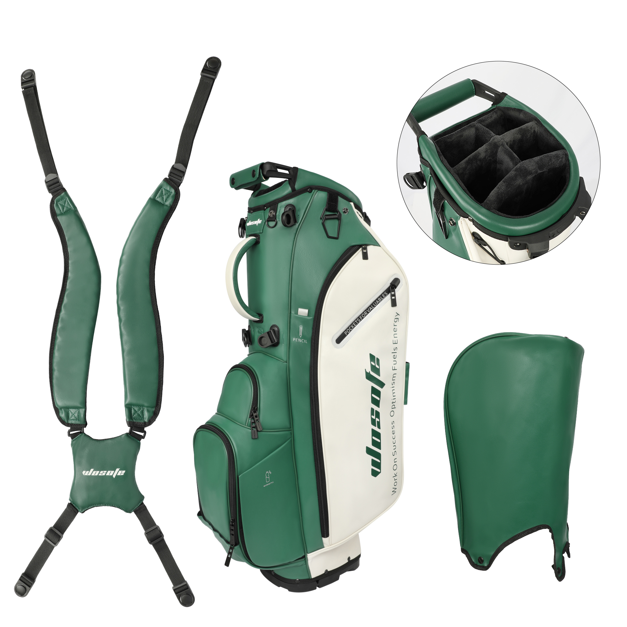 Sac de golf vert à 6 compartiments