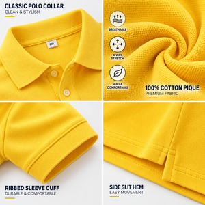 8XL <b>Yellow</b> Color 100 Cotton Pique <b>Polo</b> T <b>Shirt</b> Design Men's Big Tall Golf <b>Polo</b> Custom Logo OEM ODM Private Label Sportswear - Product Image 2