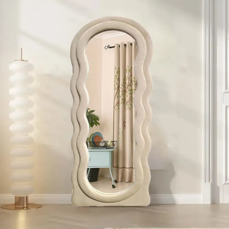 Benutzer definierte asymmetrische Bogen unregelmäßige Ganzkörper Körper lange gewellte Wand Boden Steh spiegel für Home Design Badezimmer Dekor Spiegel