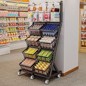 Kainice Mehrstöckiges Schwarzes Kohlenstoffstahl-Getränke-Aufbewahrungsregal mit Haken für Supermarkt-Regale Convenience-Store Einzelhandelsausstattung - Product Image 1