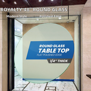 Plateau de table en verre trempé Royalty de 48 po – Transparent, épaisseur 1/4 po, bord poli, design moderne sans cadre – Remplacement pour table de patio et table basse - Product Image 2