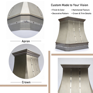 <span class=keywords><strong>Hotte</strong></span> murale électrique de luxe en acier inoxydable brossé, à recirculation d'air, garantie 5 ans, moulure couronnée, fabrication artisanale - Product Image 6