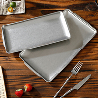 Plateau de service rectangulaire en métal argenté rétro vintage de qualité supérieure assiettes classiques pour les hôtels de mariage de fête de buffet de salle à manger fine
