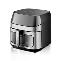 Friteuse à air intelligente multifonctionnelle RAF 8L grande capacité 1700W en acier inoxydable, sans huile, électrique, numérique, avec fenêtre visible