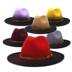 Cappelli Fedora di feltro alla moda per le donne con cappello accessorio fascia nera tesa due <span class=keywords><strong>Ton</strong></span> cappelli Panama per uomo - Product Image 1