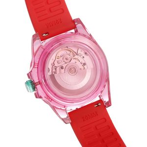 Wholesale Transparent Case <strong>Automatic</strong> <strong>Self</strong>-<strong>winding</strong> Mechanical <strong>Watch</strong> Red Dial Silicone Strap Waterproof Fashion Wristwatch - Product Image 5